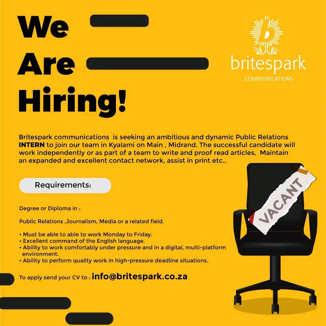 RMakukuli's tweet photo. We are hiring🚨🚨🚨
Check out this post and hit us up!
#britesparkcomms ##creatingstories https://t.co/8NpMx9A3ad