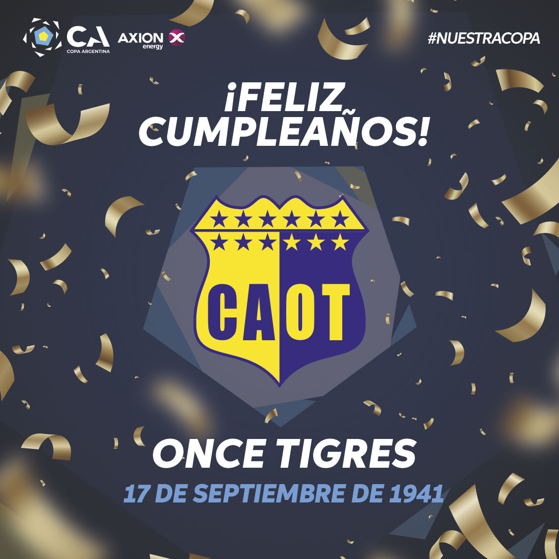 Copa_Argentina's tweet photo. #AniversariosCopaArgentina 👌
El Sitio Oficial saluda a #OnceTigres por sus 8️⃣1️⃣ años de vida
Sus mejores momentos en la Copa 👇
https://t.co/ifH6JLwRYo
#CopaArgentinaAXIONenergy 🏆🇦🇷
#NuestraCopa 🙌 https://t.co/9BJLXMopKt