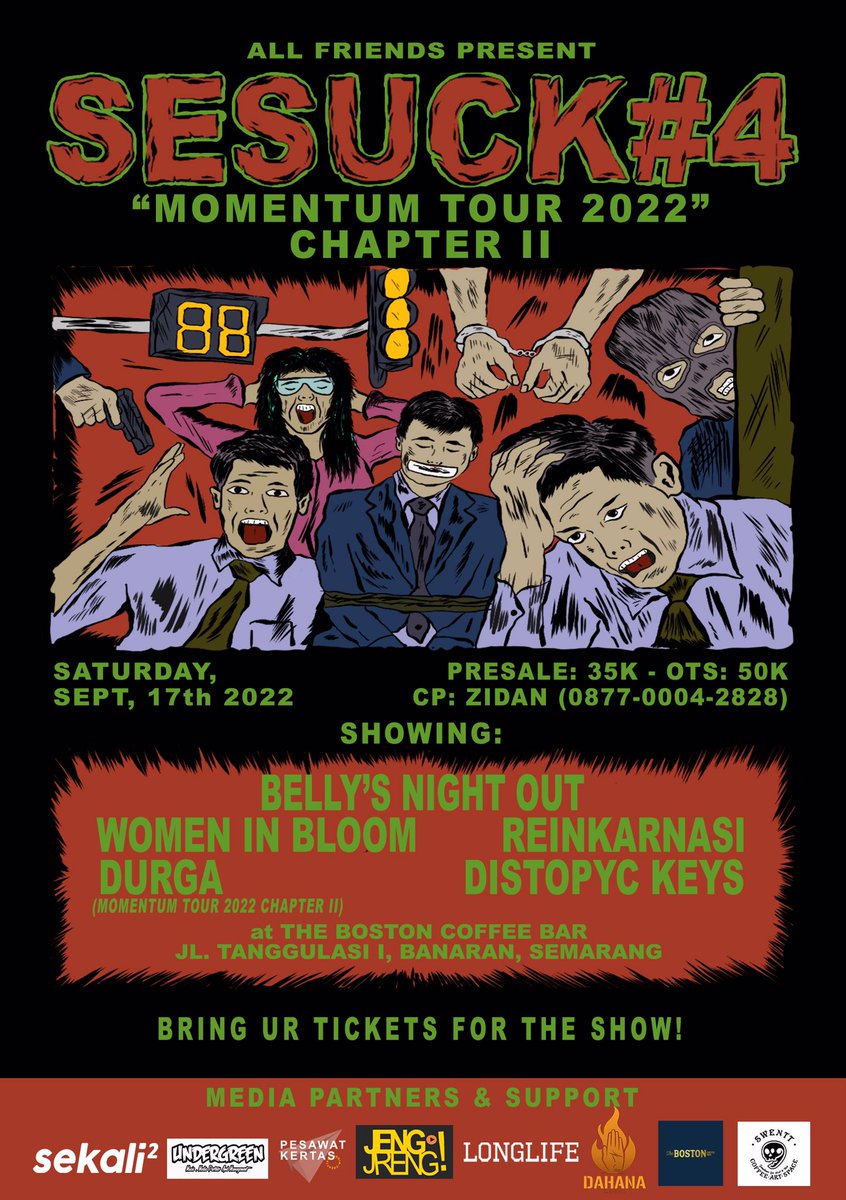durgabuas's tweet photo. Live at Sesuck #4
Sabtu, 17 September 2022 (Semarang)

Untuk jejaring pertemanan dan informasi, silahkan hubungi @gemuruhgigs 
Sampai jumpa!

Poster by @Srumnation 
#durga #durgabuas #momentumtour2022 #hustedyouth #sesuck4 #gemuruhgigs https://t.co/LmRWZxLVay
