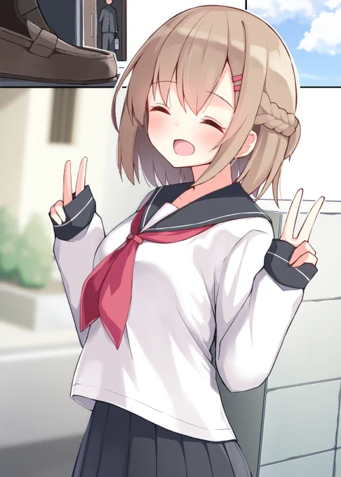 こんな幼馴染がいてほしい77「おはよ～!やっぱり元気が一番だね!ぶいっ」 