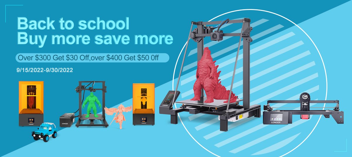 longerglobal's tweet photo. Buy more,save more!
Back to school is now avaliable.
Got the surprise discount:https://t.co/9Wv9Qo24MO
#LK5PRO #RAY5 10W#ORANGE 4K #ORANGE 30#Cube2 #3D #Longer#Ender #3dmodeling #3Dartist #3dprinted #3dprint #resinart #resin#Laser Engraver#10W Laser https://t.co/VAggxEQqIp