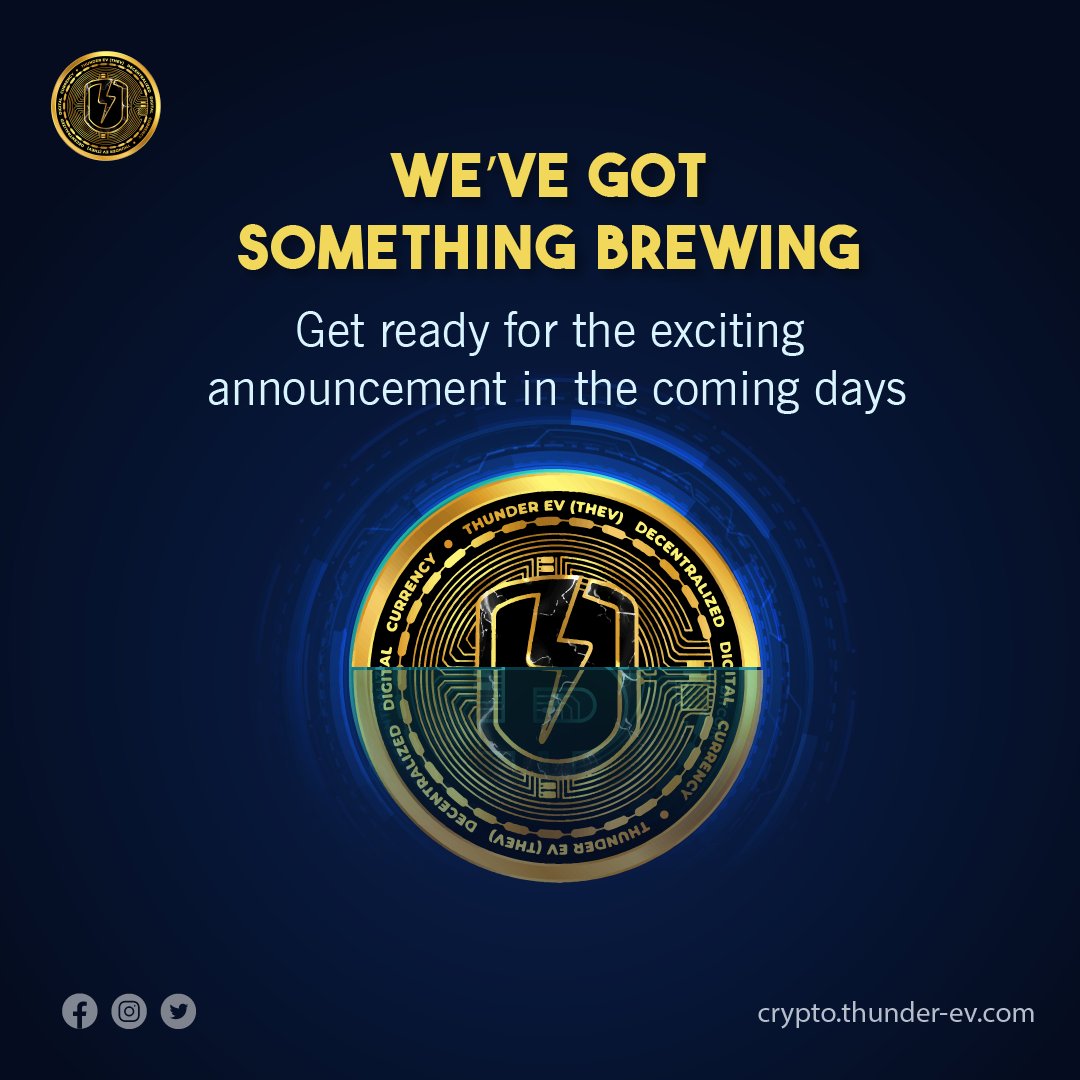 ThunderEV_THEV's tweet photo. Something Exciting is Coming!!
.
.
.
#investing #investment #cryptomarket #invest  #cryptominig #thev  #business #thunderevthev #thunderev #thev #thunderevthev #thundertoken #bitcoin #crypto #latestcryptocoin #ethereum #eth #btc #ico #ieo #upcomingico #privatesaleico https://t.co/a5ConTkKgs