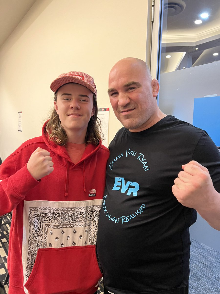 justin_xfc's tweet photo. My 15yr old son Theo with his Uncle @TwasEbersole Brian came to australia to fight @KyleNoke on my old show XFC, just before Theo was born. I later managed Brian in UFC &amp; today we work closely with IMMAFA the Australian body of @IMMAFed https://t.co/kA35mzfL2a