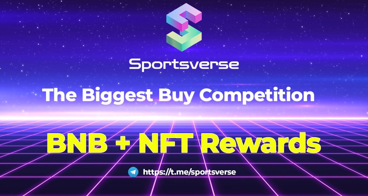 sportsverseme's tweet image. 🎁🎁🎁SPORTSVERSE - The Biggest Buy Competition🎁🎁🎁

👉 Top 1 : 5 BNB + 1 NFT Avatar Legendary

👉 Top 2 : 2 BNB + NFT Avatar Epic

👉 Top 3 : 1 BNB + 1 NFT Avatar Rare

👉 BUY FAIRLAUNCH: pinksale.finance/launchpad/0x9a…

#BSCGems #Presale #fairlaunch #Metaverse