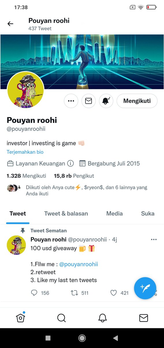 Luckyriegoaceh's tweet photo. @GiveAwayHost @pouyanroohii Done https://t.co/kO2BAkHuzX