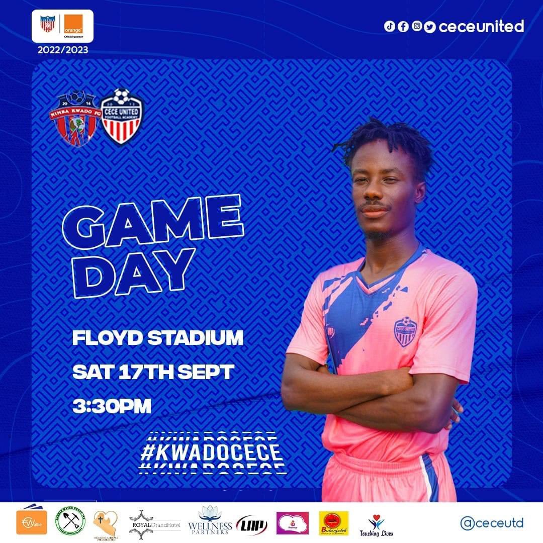 🚨 𝗜𝗧'𝗦 𝗠𝗔𝗧𝗖𝗛𝗗𝗔𝗬! 

⚽ Orange 1st Division (3/26)
🆚 Nimba Kwado Football Club (A)
⏰ 3:30 PM
🏟️ Floyd Stadium (Sanniquellie)

#orange1stdivisionleague 
#ceceunited231🔴⚪🔵 #sayetownpride #cecehealsliberia #kwadocece