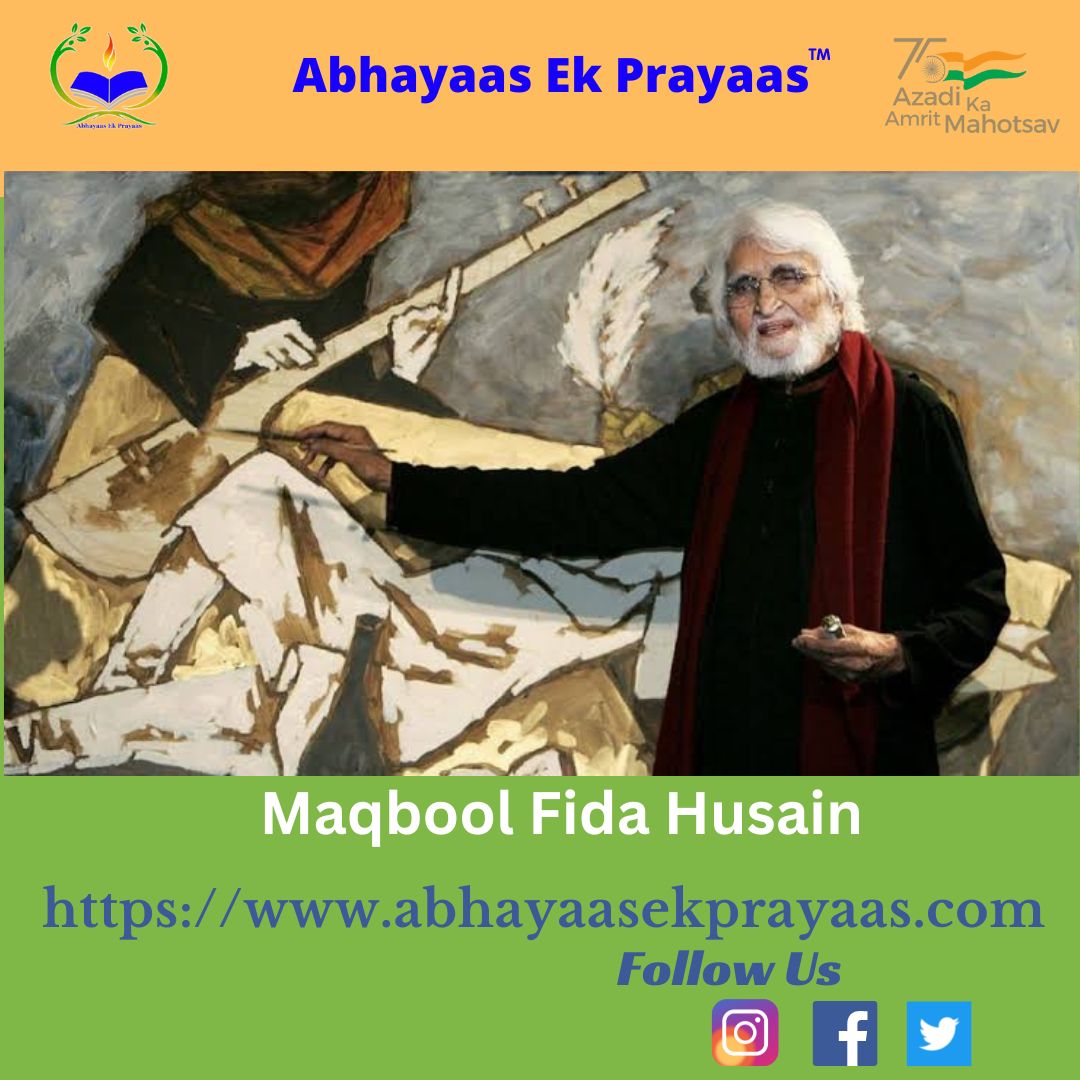 ek_prayaas's tweet photo. #MaqboolFidaHusain was an Indian artist known for executing bold, vibrantly coloured narrative #paintings in a modified #Cubiststyle. He was one of the most celebrated and internationally recognised Indian artists of the 20th century. https://t.co/SxPp1k2697