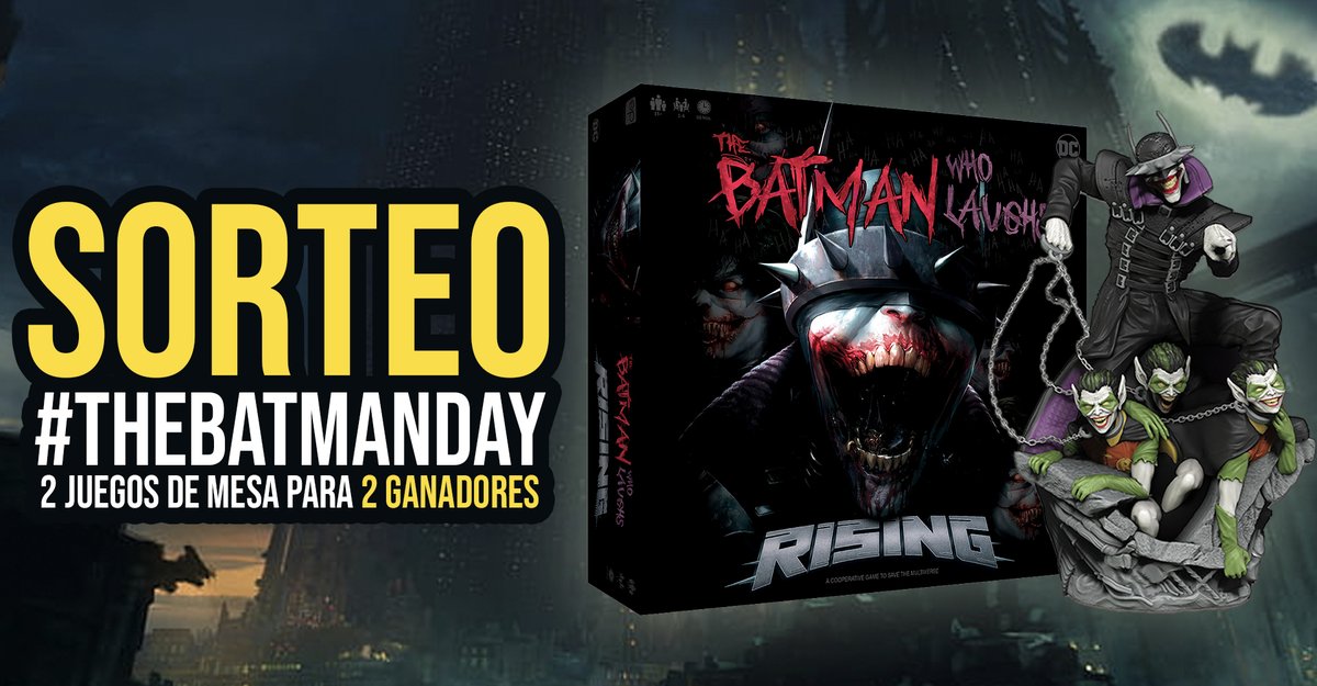 MagicMundi's tweet photo. Para celebrar el #BatmanDay vamos a regalar 2 juegos de mesa 'The Batman Who Laughs' a 2 personas 🦇🎲

Para participar solo tienes que dar RT a este tweet
Descubre el Rising en: https://t.co/JOfVfDJsOi

Fin del sorteo: 22/09 https://t.co/E7vZrfgXQU