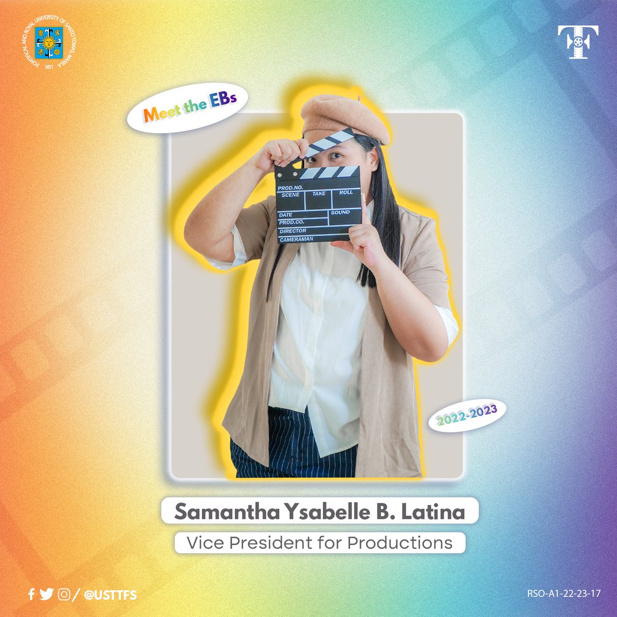 USTTFS's tweet photo. Watch as in our 9th year we #CaptureEveryHue in our productions and quality content that continues to train Thomasian student-leaders and filmmakers in the depths of Philippine cinema through #S9ECTRUM
#TFS9
#ThomasianFilmSociety
--
RSO-A1-22-23-17 https://t.co/Kz1dU7iUZm