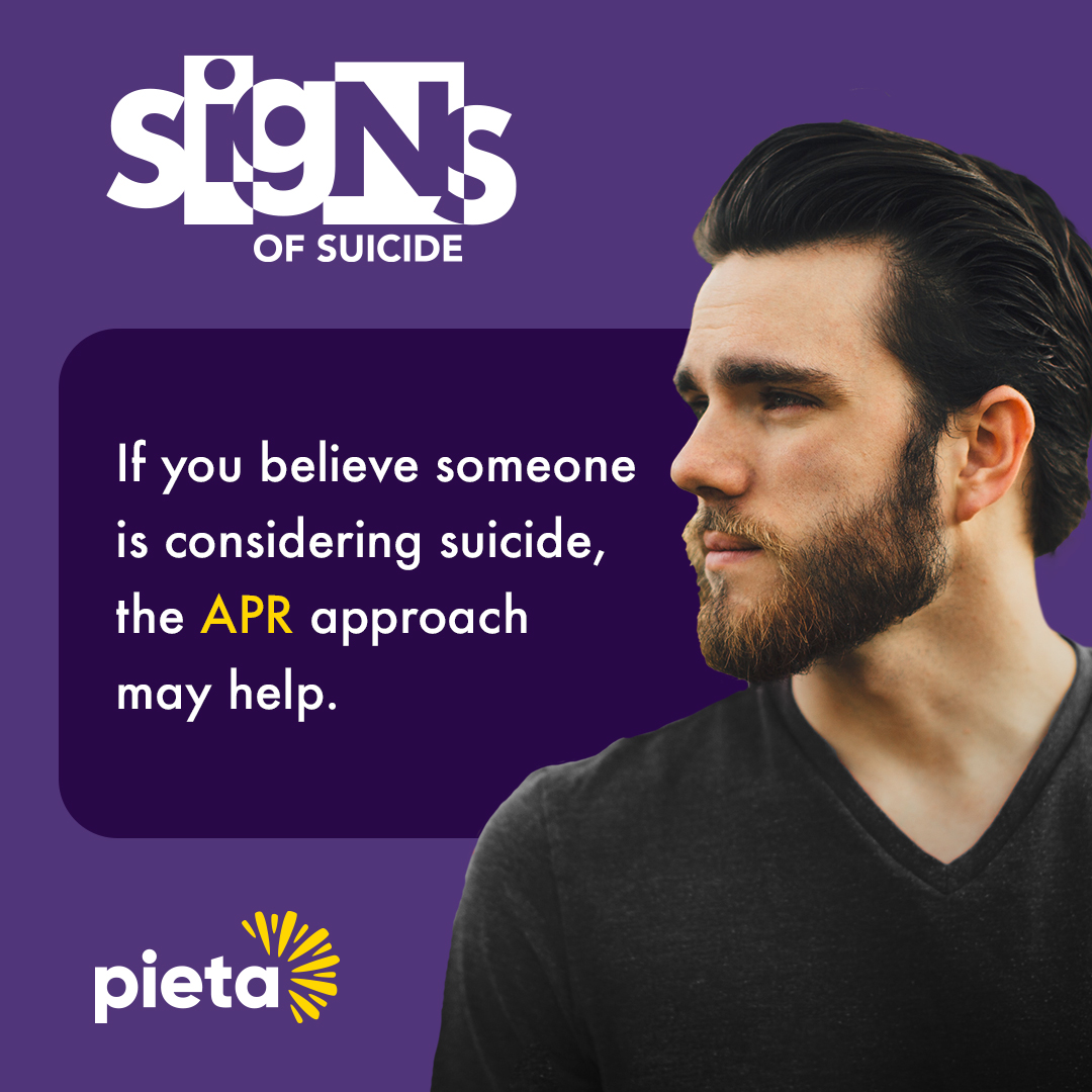 PietaHouse's tweet photo. We understand bringing up suicide in conversation can be difficult and often we may tend to avoid hard conversations. But APR, just like CPR can help save a life. 
For more information or if you’re worried about a loved one visit - https://t.co/cQXghSYa1H

#SignsofSuicide https://t.co/O0ME8t3HTC