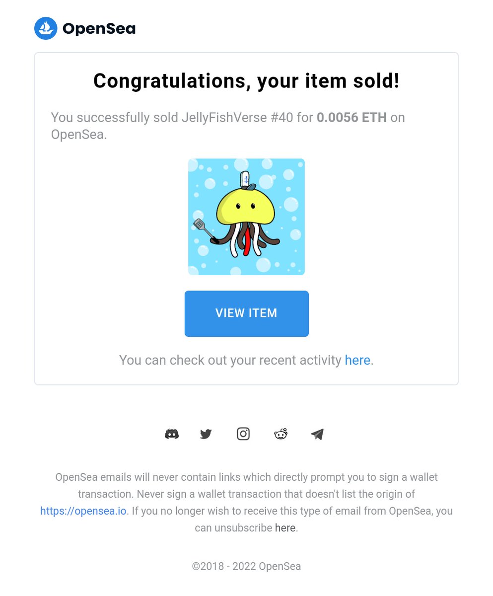 Woahhh! I got secondary sales😻 This amazing piece that I bought from @jellyfishverse ♥️ @christa_platts bought it from me. Thank you so much, I'm so happy 🥰😻😻 Also check another Jellyfishverse here 😻👇 opensea.io/collection/jel… #NFTCommunity #NFTcollector #NFTJapan