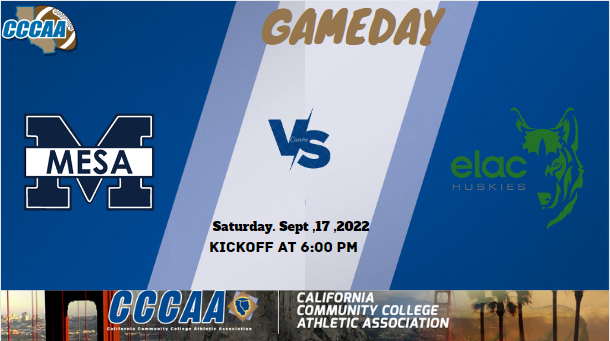 CccaaBaseball's tweet photo. San Diego Mesa 🆚  East Los Angeles | CCCAA Football 
🗓️ Saturday, 09/17,2022
📺: https://t.co/BjHG4ifzAI    
🏈 : Kickoff at 6:00 PM
Live Stats
@1tharris1 @ahadnot13 @AlexNag36791006
@arthur_neil52 @ArthurTauiliili
@BallCoachGW @bee_jaydon
@BennettWalker99 @Bigchristo77 https://t.co/m1UXBAAwLF