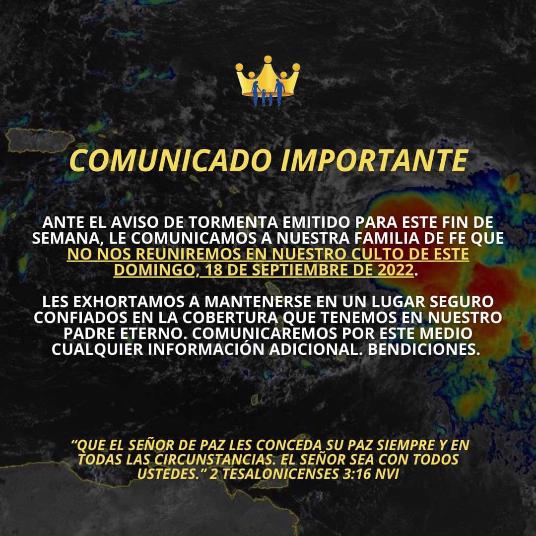 casadelreycrpr's tweet photo. Comunicado importante ante el inminente paso de la Tormenta Tropical Fiona por Puerto Rico 🇵🇷. https://t.co/GpT3g7ri6L