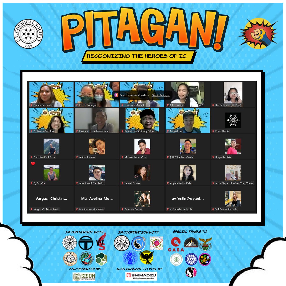 upchemsoc's tweet photo. On Sept. 9, 2022, UP ChemSoc extended its gratitude towards the heroes🦸‍♂️🦸 of the Institute of Chemistry through 💥PITAGAN!💥  This ceremony truly appreciated those who make the Institute of Chemistry a better place.🎉

#Chemicon
#ChemSoc93
#ComiCS93
#ChemSocSarapKapiling https://t.co/6pt5gpJT7x