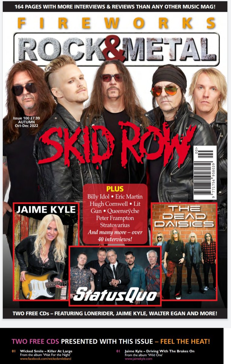 WickedSmile6's tweet photo. Be sure to pick up the latest 100th issue of Fireworks Magazine which features a Wicked Smile interview &amp; song (which comes free on the bonus 2cds) - OUT NOW @Fireworks_Mag @OfficialSkidRow https://t.co/VONs5MkXGV