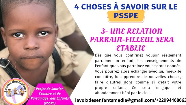𝗧𝗢𝗣 𝟰 𝗗𝗘𝗦 𝗖𝗛𝗢𝗦𝗘𝗦 𝗔̀ 𝗦𝗔𝗩𝗢𝗜𝗥 𝗦𝗨𝗥 𝗟𝗘 𝗣𝗔𝗥𝗥𝗔𝗜𝗡𝗔𝗚𝗘

𝟑- 𝐔𝐧𝐞 𝐫𝐞𝐥𝐚𝐭𝐢𝐨𝐧 𝐏𝐚𝐫𝐫𝐚𝐢𝐧-𝐅𝐢𝐥𝐥𝐞𝐮𝐥 𝐬𝐞𝐫𝐚 𝐞́𝐭𝐚𝐛𝐥𝐢𝐞 

Devenez maintenant un parrain pour ces petits 🥰

Juste remplir ce lien 👇

urlz.fr/jaUv