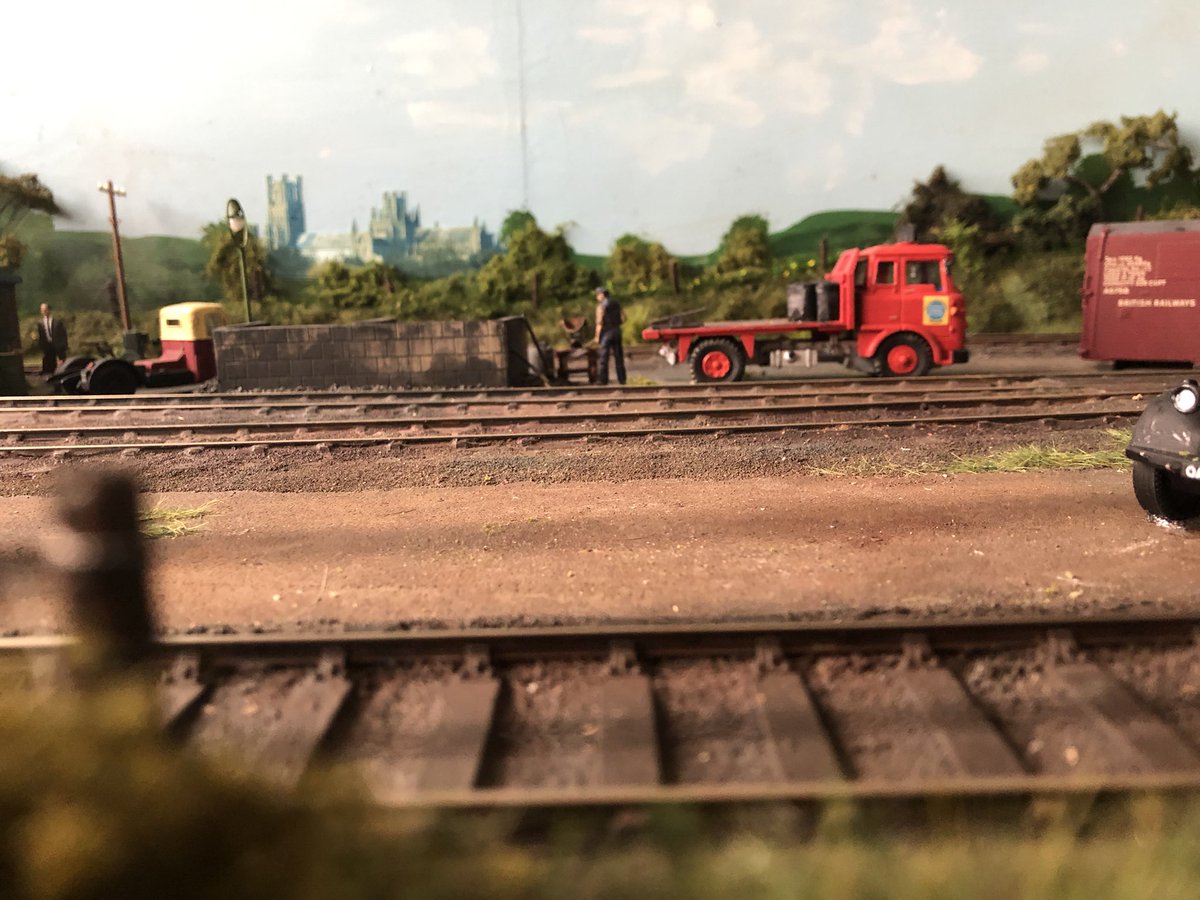 Ship of the fens (Ely Cathedral) on the sky line. Barway Sidings 0 gauge
