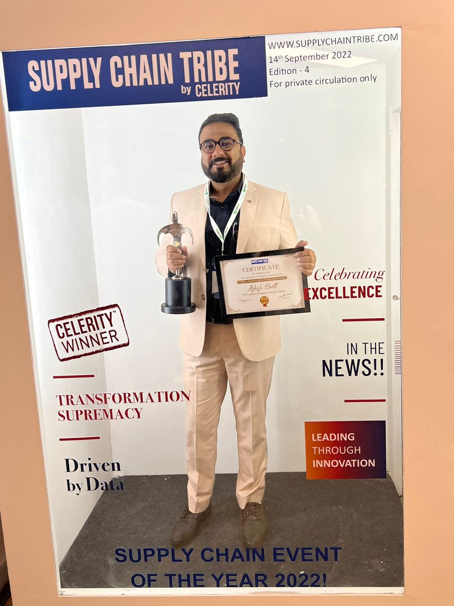 apllvascor's tweet photo. APL Logistics VASCOR is proud to share that Mr. Ashish Bhatt (COO, APL Logistics VASCOR Automotive) has won the Under - 40 SUPPLY CHAIN SUPER ACHIEVER 2022 Award by Celerity Supply Chain Tribe Conf. and Awards 2022

Congrats on your extraordinary achievement! https://t.co/BXaGGLNQVU