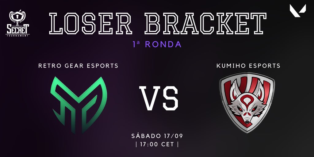 MATCHDAY 🔫

¡Hoy tenemos un partido! Primera ronda de Loser Bracket de <a href="/SecreTournament/">Secret Tournament</a>. Hoy contamos con <a href="/_Doc_Fate/">Doc</a> y <a href="/DanielilloM04/">??? Danilo</a> como jugadores🫡

🆚<a href="/KumihoEsports/">KUMIHO ESPORTS</a> 
⏰17:00h
📺No retransmitido

¡Mucha suerte chicos y a por todos! #GoRetroGear🍀