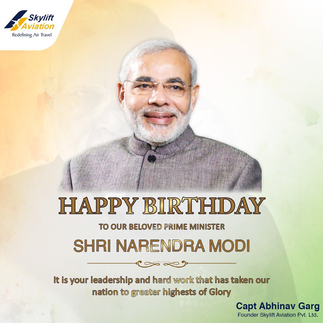captabhinav28's tweet photo. Hearty congratulations and best wishes to Prime Minister Narendra Modi on his birthday. I wish that the nation-building campaign being carried out by you with incomparable hard work, dedication and creativity, continues to progress under your leadership.@narendramodi https://t.co/8LTZuN1ynI