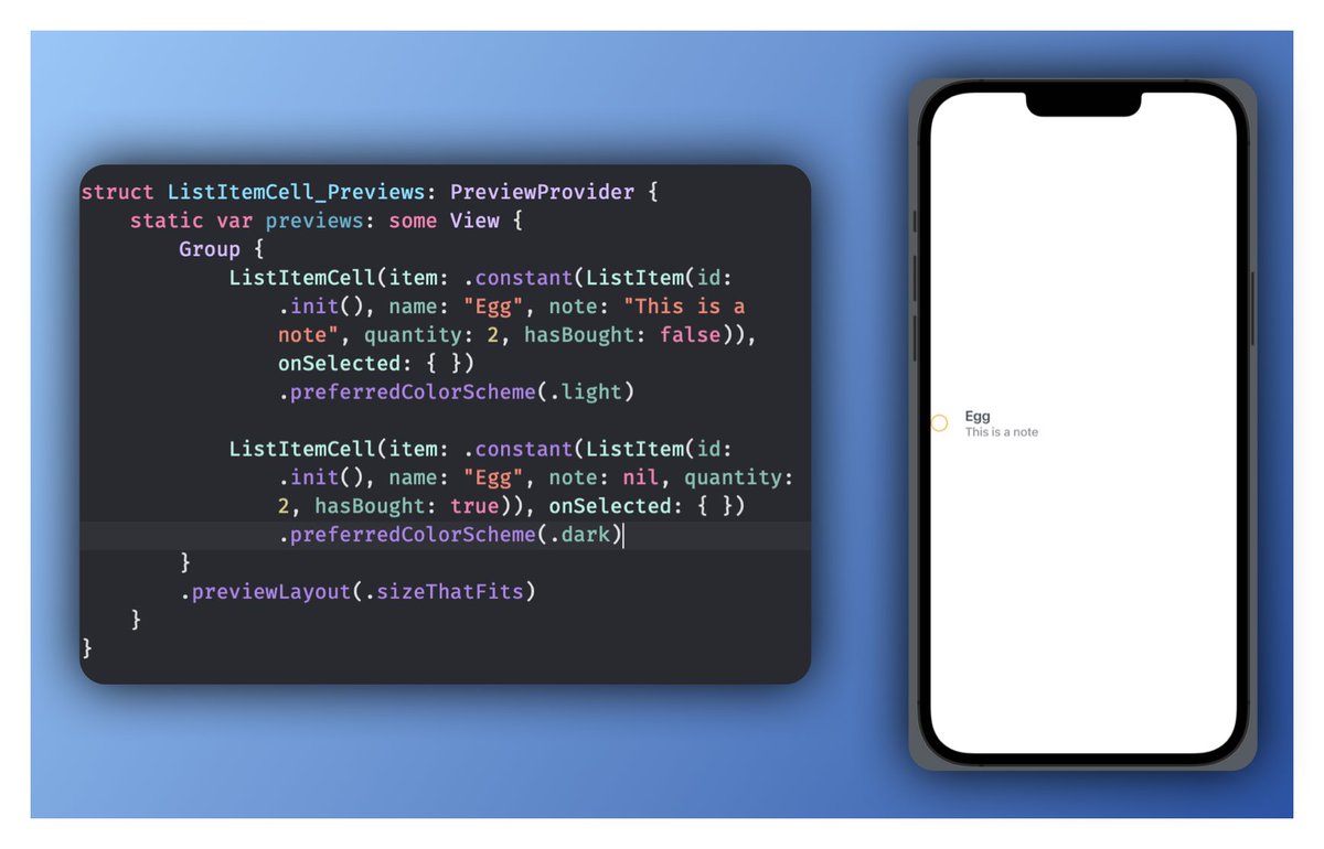 tantran39's tweet image. #Xcode14 #SwiftUI 
.previewLayout doesn't work on Xcode 14. Is it a bug on Xcode 14, isn't it? 🧐🧐