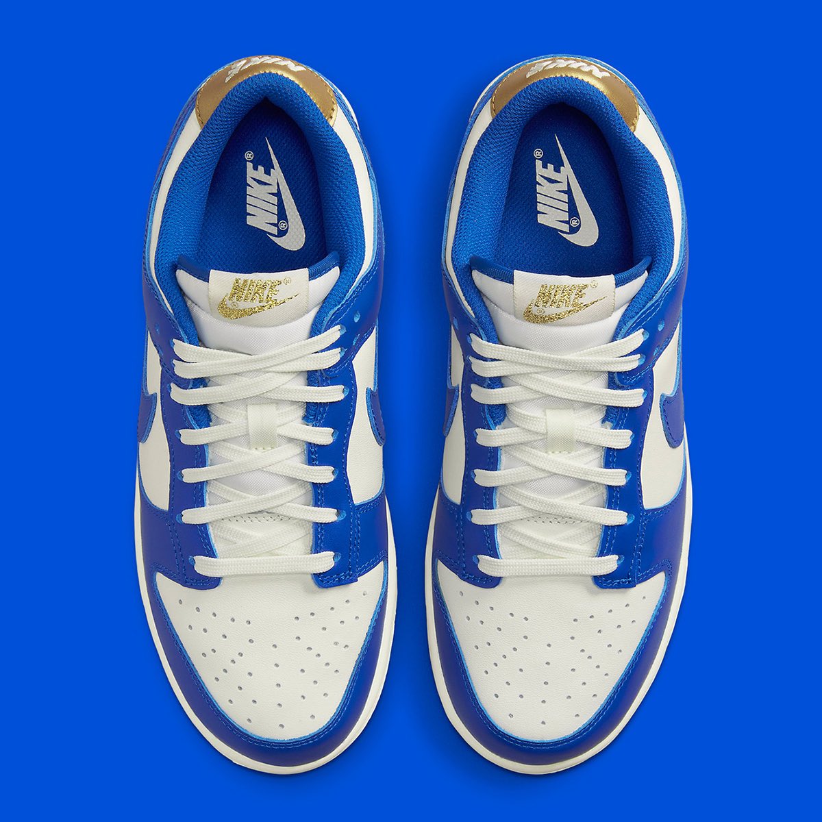 thesolesupplier's tweet photo. Official Look at the upcoming Nike Dunk Low “Blue White Gold” https://t.co/4pSrkYeC6N