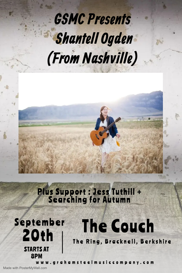 We have a fabulous line up at The Couch, Bracknell on Tuesday 20th September with Shantell Ogden from Nashville with support from Jess Tuthill and Searching for Autumn. Doors open 7.30pm, starts 8pm, to book go to:- 
wegottickets.com/event/547121