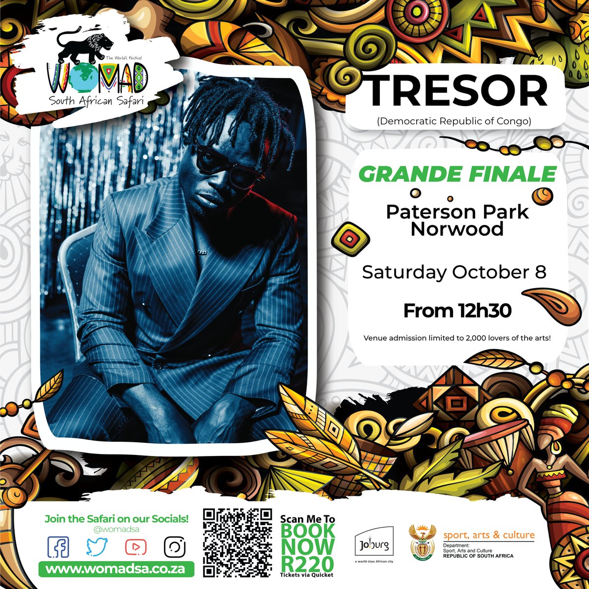 TRESOR is joining us on stage at the WOMAD SA - South African Safari Grand Finale!!!
Get your tickets : qkt.io/GizKOv
This is going to BLOW you away!
