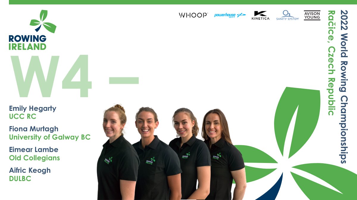 RowingIreland's tweet photo. ☘Introducing the Crews☘

Emily Hegarty, Fiona Murtagh, Eimear Lambe and Aifric Keogh will race the W4- this week at the World Championships in Racice, Czech Republic.

#greenblades #wearerowingireland https://t.co/OhaLt9ha8i
