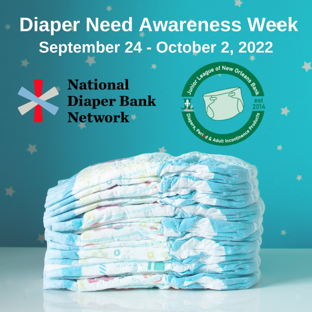 JuniorLeagueNO's tweet image. We&apos;re gearing up for National Diaper Need Awareness Week! Join us in raising awareness for the 1 in 3 families that struggle to provide diapers for their children. Stay tuned to our SM for exciting details on how to show your support! #NDNAW22 #EndDiaperNeed #BasicsArentBasic
