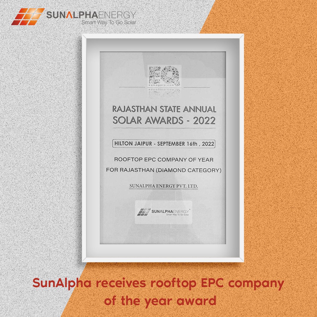 SunAlphaEnergy's tweet photo. We are thrilled to inform you that SunAlpha is received the rooftop EPC company of the year award by EQ
#awards #awardwinning #awardsceremony #EQ #EQaward #indiasolar #india #globalposition #india #power #solarenergy #solarenergyinstallation #solarenergycompanies #sunalphaenergy https://t.co/8s5iTSnnm8
