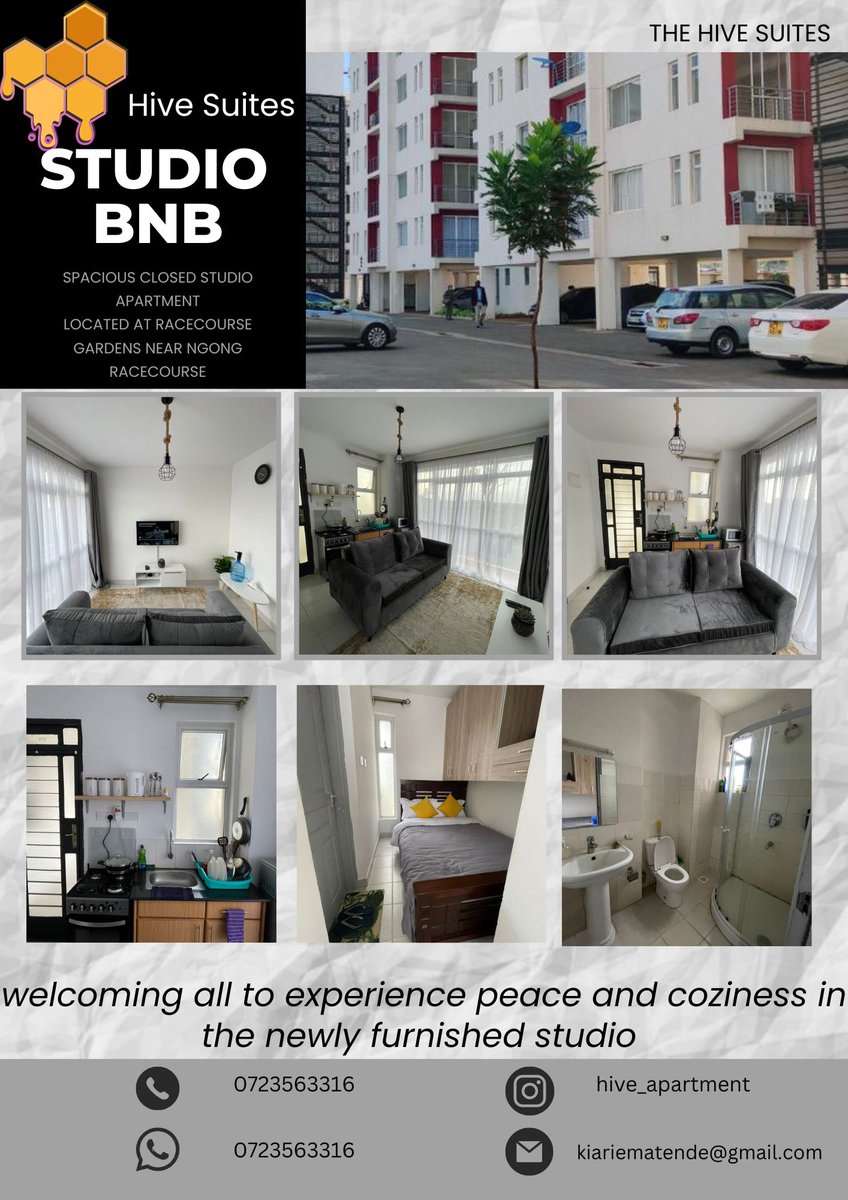 AshirumaJoy's tweet photo. Studio Apartment 
Call 0723563316 or 0768382343 to book/reserve your stay at Racecourse Gardens near Ngong Racecourse for only KES 2500bob per day and 500bob off for long stays https://t.co/OdQkuMacL2
