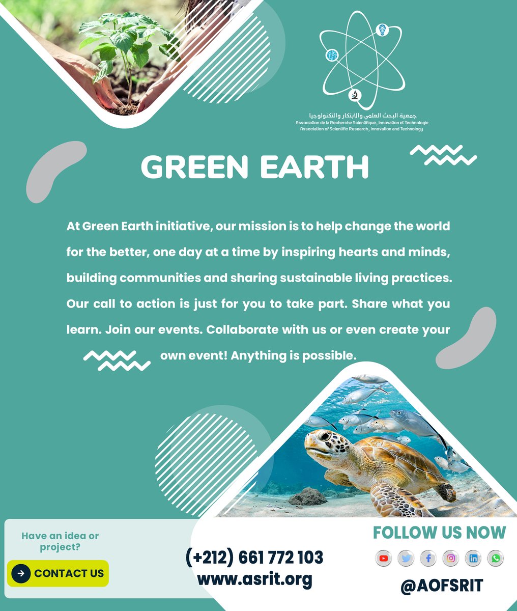 AOFSRIT's tweet photo. In Green Earth initiative, our mission is to help change the world for the better, one step at a time by inspiring hearts and minds, building communities and sharing sustainable living practices. https://t.co/pgHITIBrie