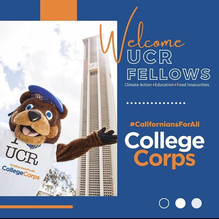 Hey UCR Fellows! Welcome to our Twitter page! We can't wait to get the year started with you all! Let's make great things happen with #CollegeCorps 💯

#UCR #UCRiverside 
#CaliforniansForAll
#CaliforniaClimateActionCorps
#CaliforniansForAllCollegeCorps
#CaliforniansForAll