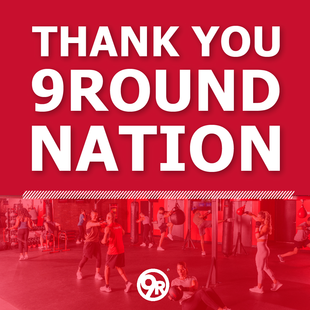 9Round's tweet photo. THANK YOU, #9RoundNation! We are so grateful for each and every one of you! You make our #9Round world go round. ❤️ Today is all about you, so make sure to stop by your local 9Round for a sweat sesh!

#Kickboxing #MemberAppreciation #9Rounder https://t.co/dKP9raGogY