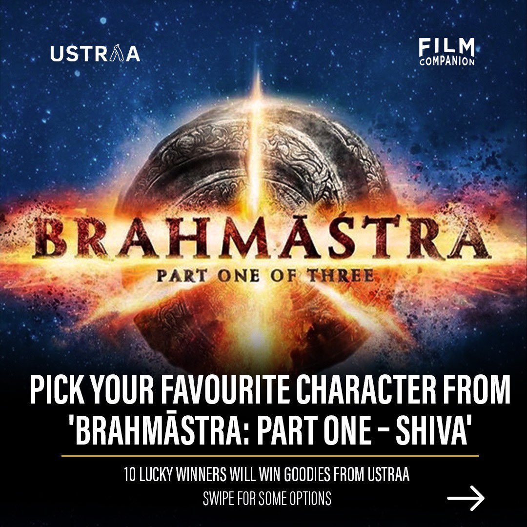 FilmCompanion's tweet photo. GIVEAWAY ALERT! Take your pick and 10 lucky people will win goodies from @theustraa
#FilmCompanion #Brahmastra #RanbirKapoor #AliaBhatt #ShahRukhKhan #AmitabhBachchan #Ustraa #Giveaway #Branded #Contest https://t.co/97CFigVlt9