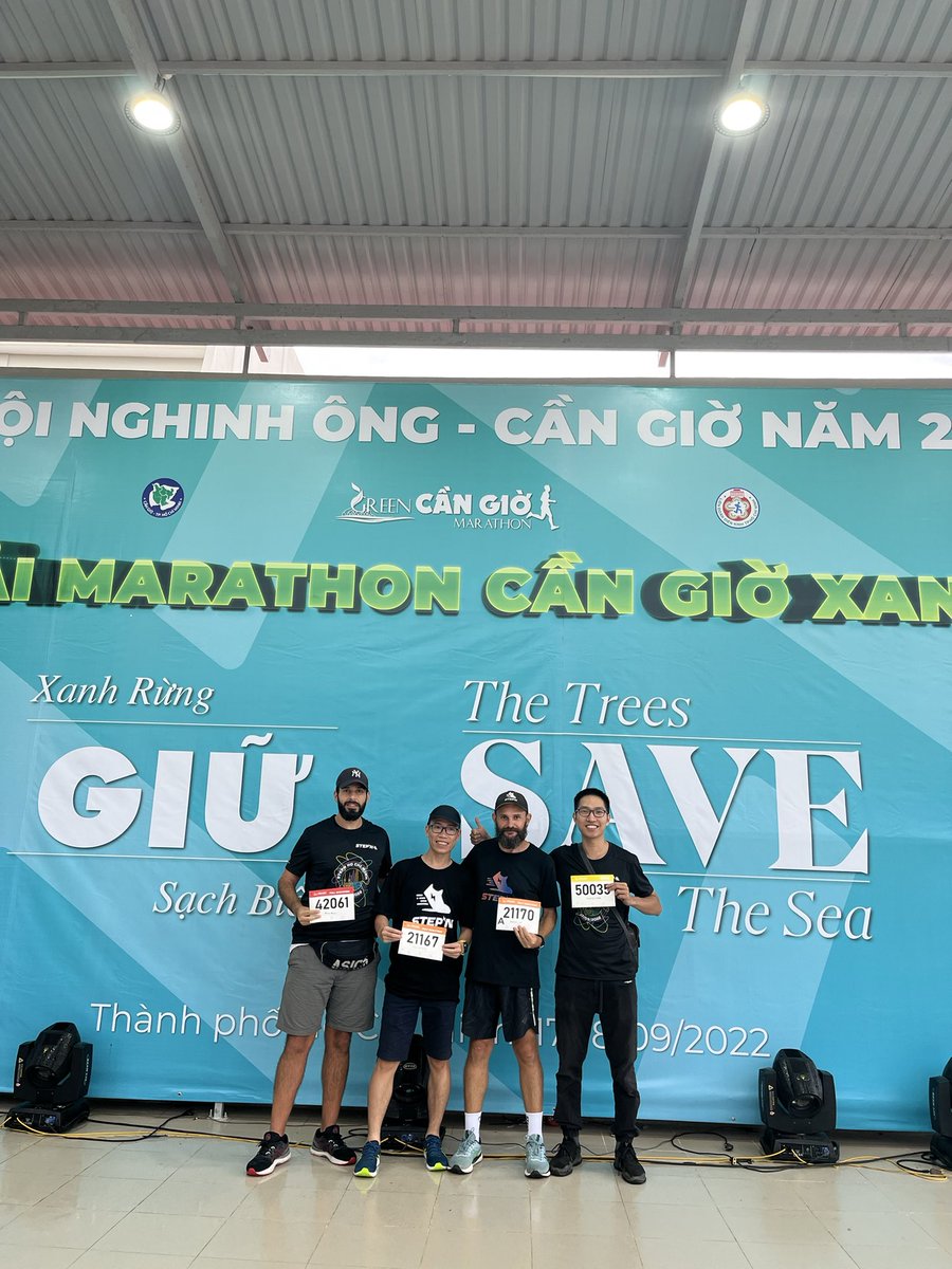 Firelauncher_'s tweet photo. Great event in the morning in #HCM then we collected our bib numbers followed by a good meal.
Good luck @Barndog_Solana @Trung1306 @phandung002 tomorrow and everyone else racing.
Can’t wait to run my #75 marathon tomorrow 💪🔥
#stepn @Stepnofficial @StepnEurope @jason_stepn https://t.co/aRBIyE9RJk