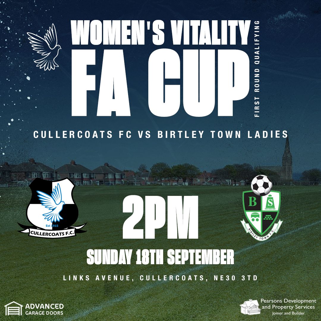 Our Ladies make history tomorrow as the first side ever to compete in an FA Cup tie at Links Avenue.

Kick off 2PM. Refreshments and food available from the clubhouse.

Read more: cullercoatsfc.co.uk/first-ever-fa-…