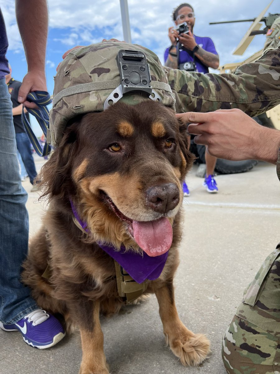 CaitlynClaussen's tweet photo. Farley loves our servicemen and women #KStateFB https://t.co/WnGLMBJqoi
