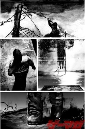 The 1st image: From the 1st EP.
The last image: Other panels from the final EP. 
