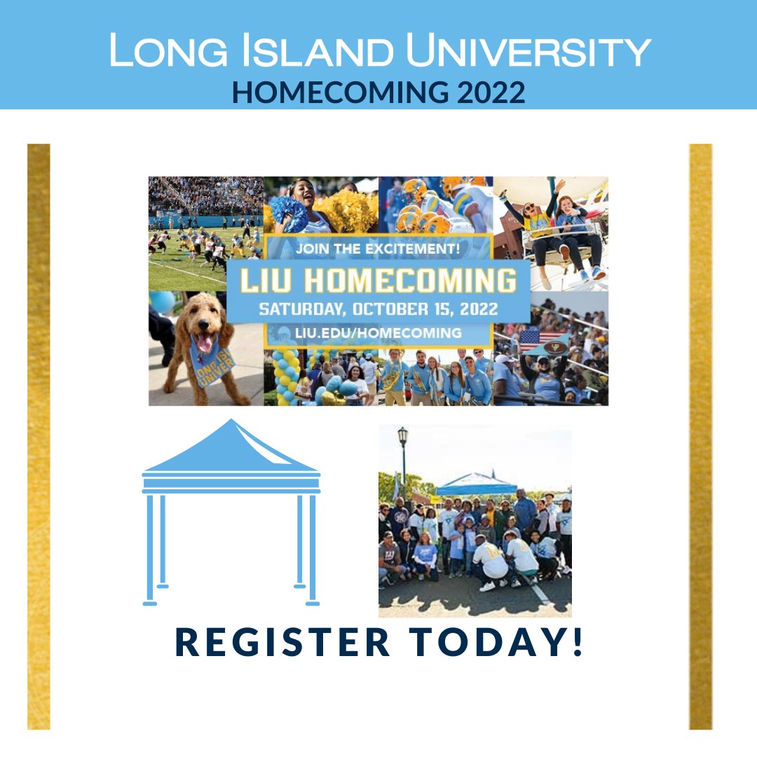 Shark City: Reserved Tents!  NOW AVAILABLE 
Upgrade your tailgating experience with a reserved tent and parking closest to all the action. 
Reserve today - bit.ly/3SsGECv

Save time and buy now. 
Homecoming Tickets 
liu.edu/Homecoming

#LIUHomecoming2022