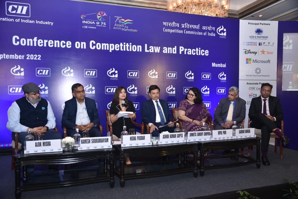 CCI_India's tweet photo. Shri Ashok Kumar Gupta, Chairperson, CCI was Session Chair in Plenary Session II themed on 'The Rise and Rise of M&amp;As' at the CCI-CII National Conference on Competition Law and Practice held on 17.09.2022 at Hotel Taj Mahal, Mumbai. https://t.co/ZmaOKOf9Nt
