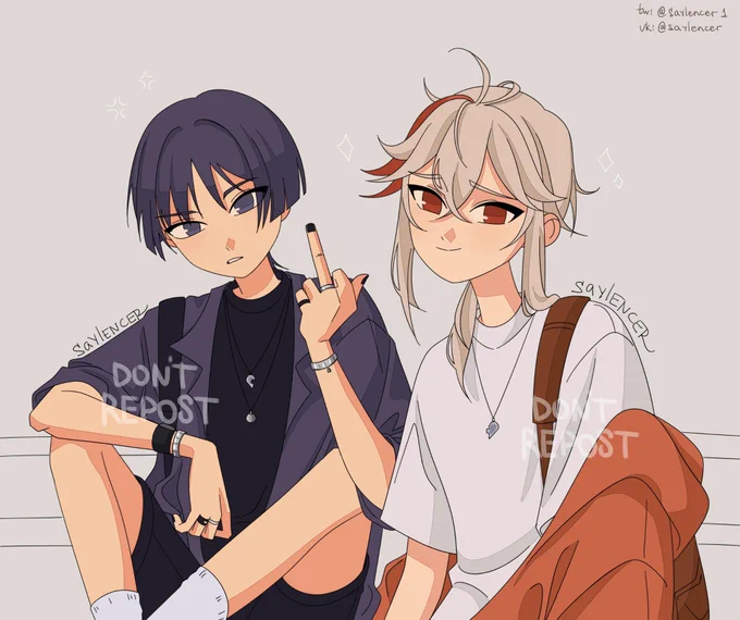 Они встречаются#genshin #scaramouche #kazuha #scarakazu #kazuscara 