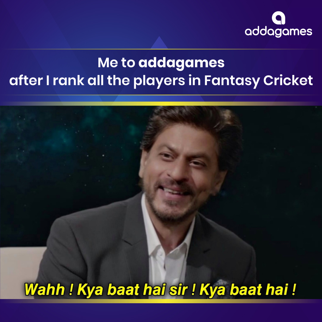 PlayAddaGames's tweet photo. Make & Rank the whole team on Adda Games and increase your chances of winning 🔥
.
#MEMES #memesdaily #memes2022 #SRK #ShahRukhKhan𓀠 #Rocketery #Cricket #INDvsAUS #PAKvsENG #sundayvibes #CricketTwitter https://t.co/MN0xjnBqhj
