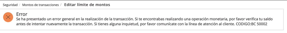 Thebasterdseven's tweet photo. @Bancolombia @OT_Sancho @Bancolombia para editar límites de montos no funciona aún desde hace tres días. Aún no está corregido https://t.co/2UtOQNId0u