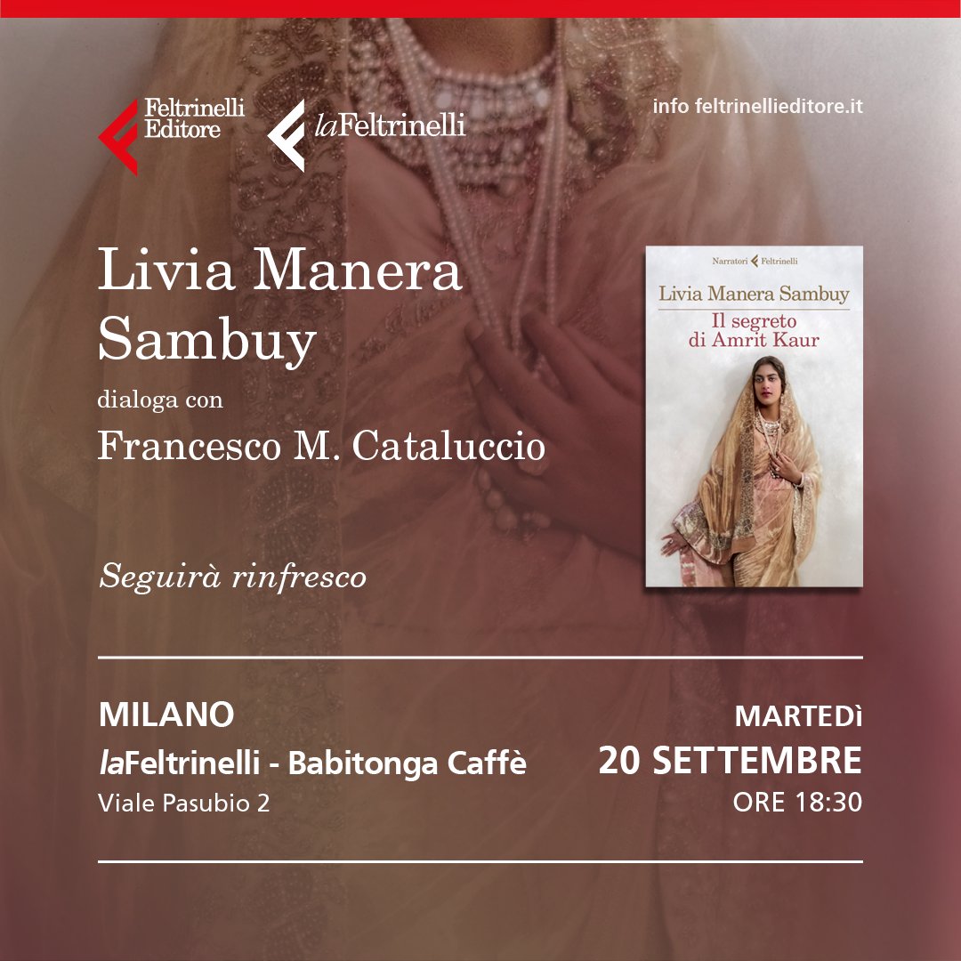 feltrinellied's tweet photo. Appuntamento martedì prossimo alle ore 18.30 in @LaFeltrinelli #Milano #Babitonga per la presentazione di #IlSegretoDiAmritKaur di #LivianeraSambuy @94bac https://t.co/K4vTLf7VcX