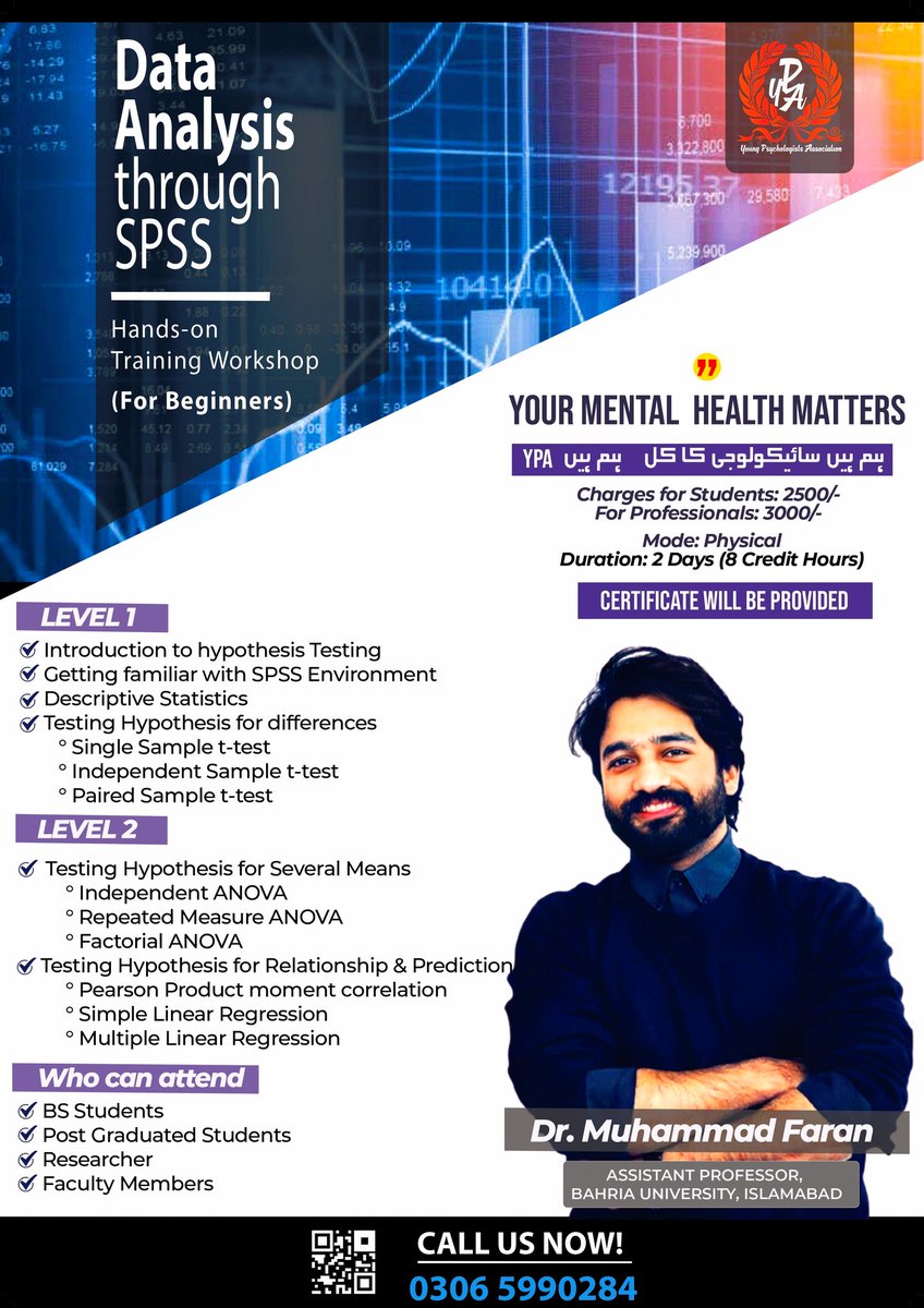 YPA_Global's tweet photo. *Workshop on "Data Analysis through SPSS"*

For more information contact on given number
03065990284 

#workshop #ypa
#spss #analysis
#stats #statisticsanalysis
#research #humhainpsychologykakal
#humhainypa
#training https://t.co/pk57FC79zp