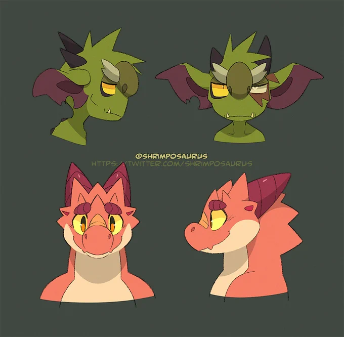 This week I have been off ill so I've been doing some concepting. Here are two characters living in my head at the  a grumpy goblin and the naive and accident-prone kobold he's stuck adventuring with. 