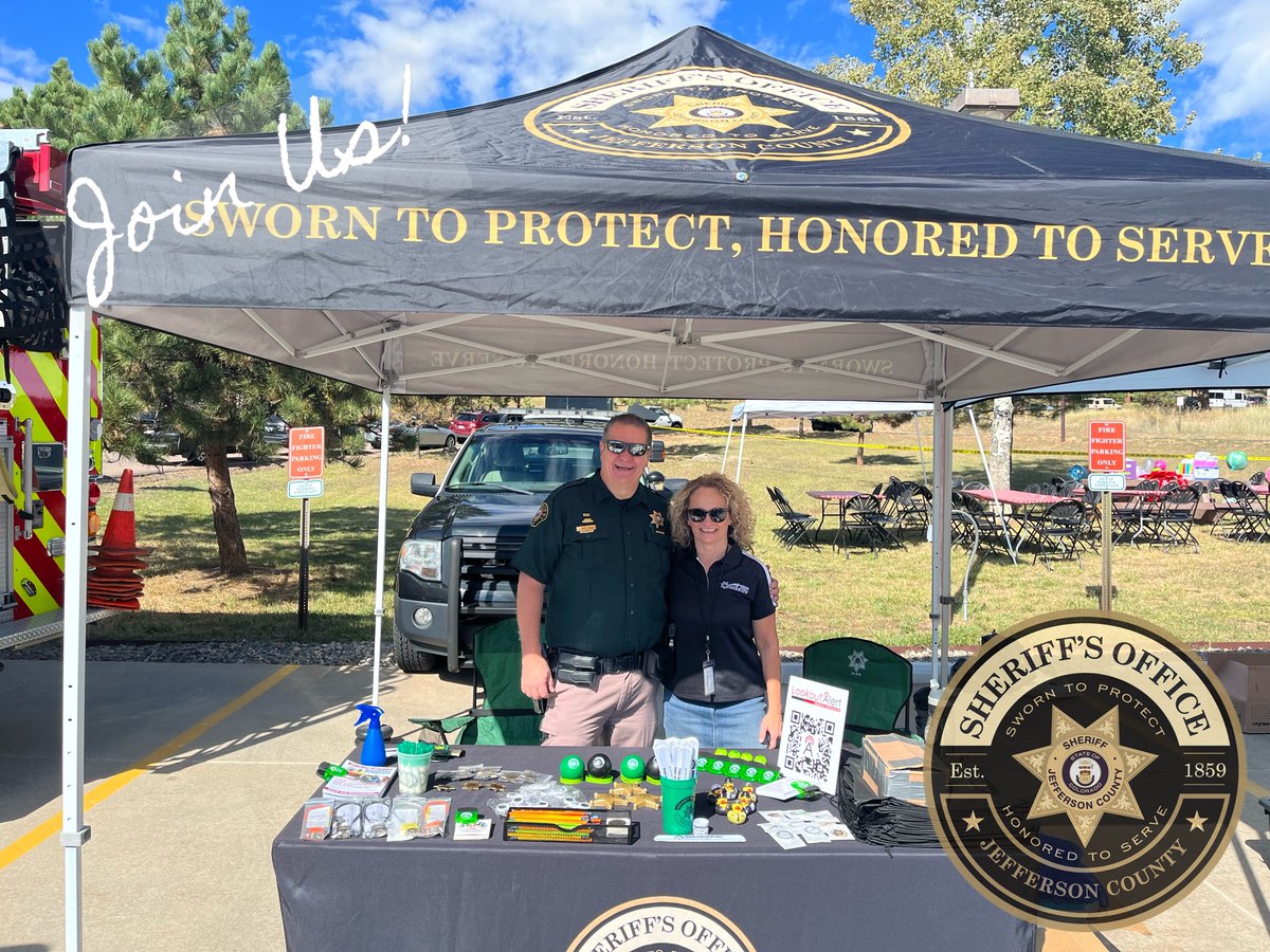 jeffcosheriffco's tweet photo. We are at the  Genesee Fire Open House - TODAY - from 11:00am to 2:00pm. Come join the fun at @GFR_co !

Helicopter Landing
Free BBQ
Puppies for Adoption
Face Painting and Balloon Animals
Bounce House
Fire Safety Demos 

#DoGoodInGreen #JCSO #communitylove https://t.co/Ezr146CXfU