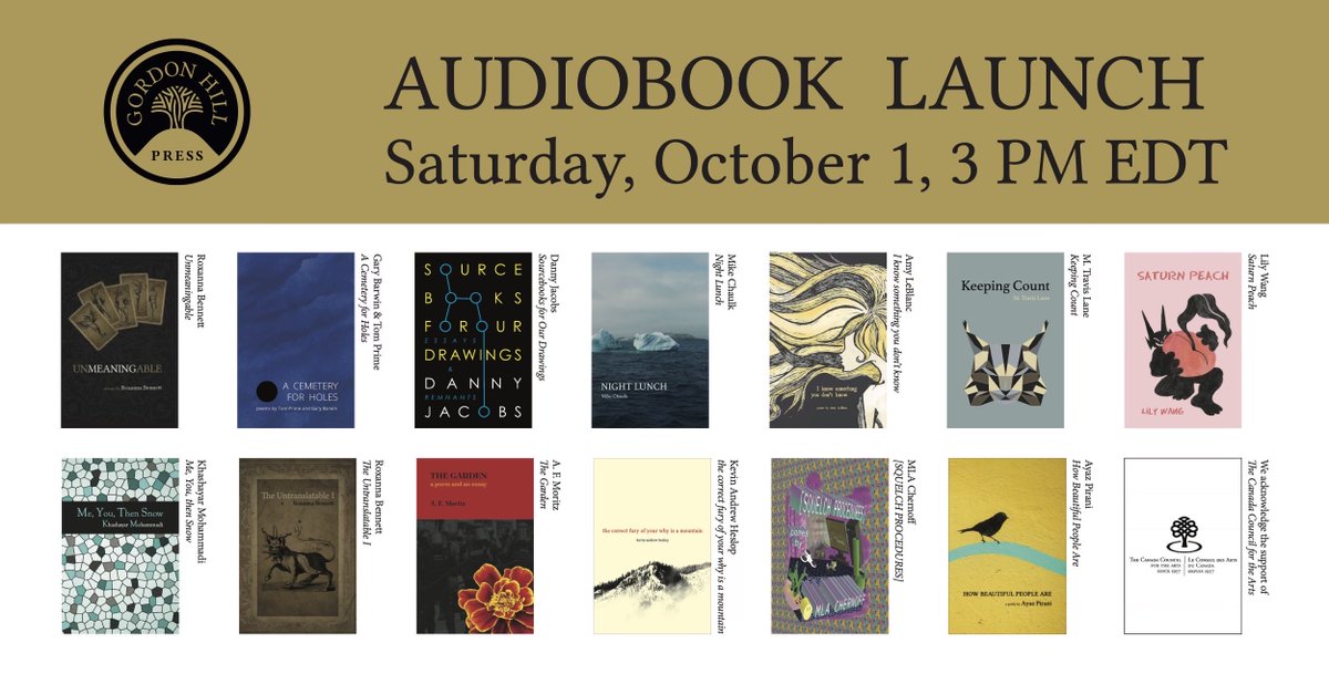 Join us on October 1st for the launching of 14 audiobooks! We will be hosting short readings by a multitude of authors and audiobook giveaways! We acknowledge the support of The Canada Council for the Arts. facebook.com/events/1153986…